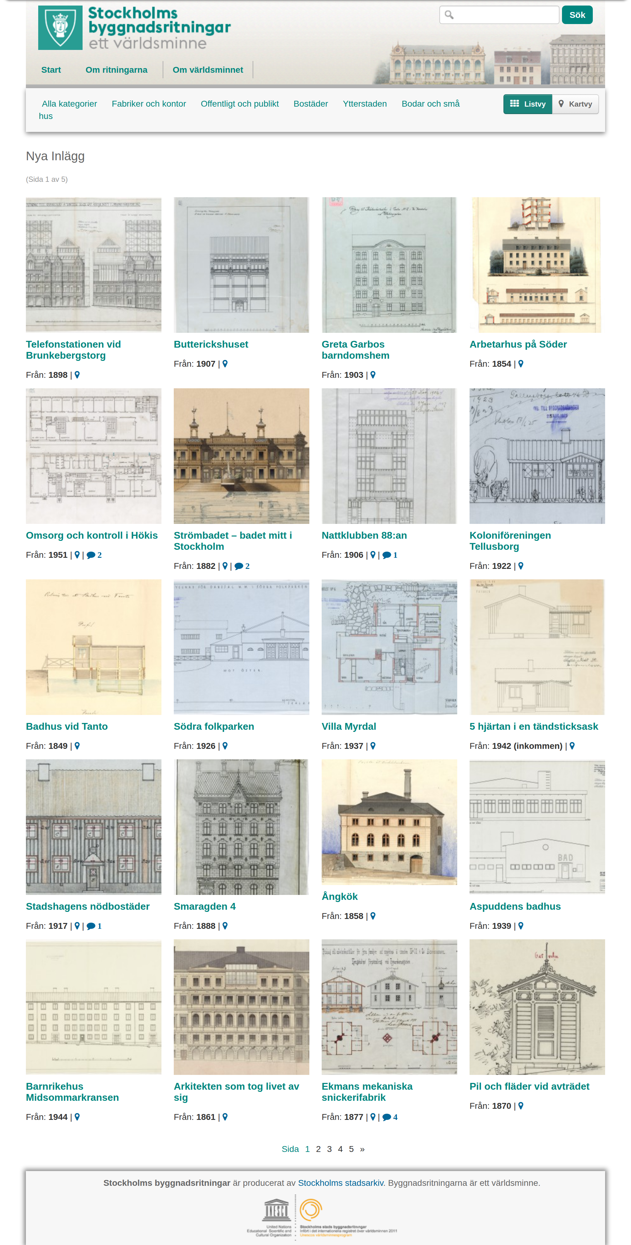 Screenshot of Stockholms Byggnadsritningar
